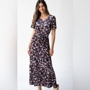 Natural Life Velvet Floral Maxi Dress S